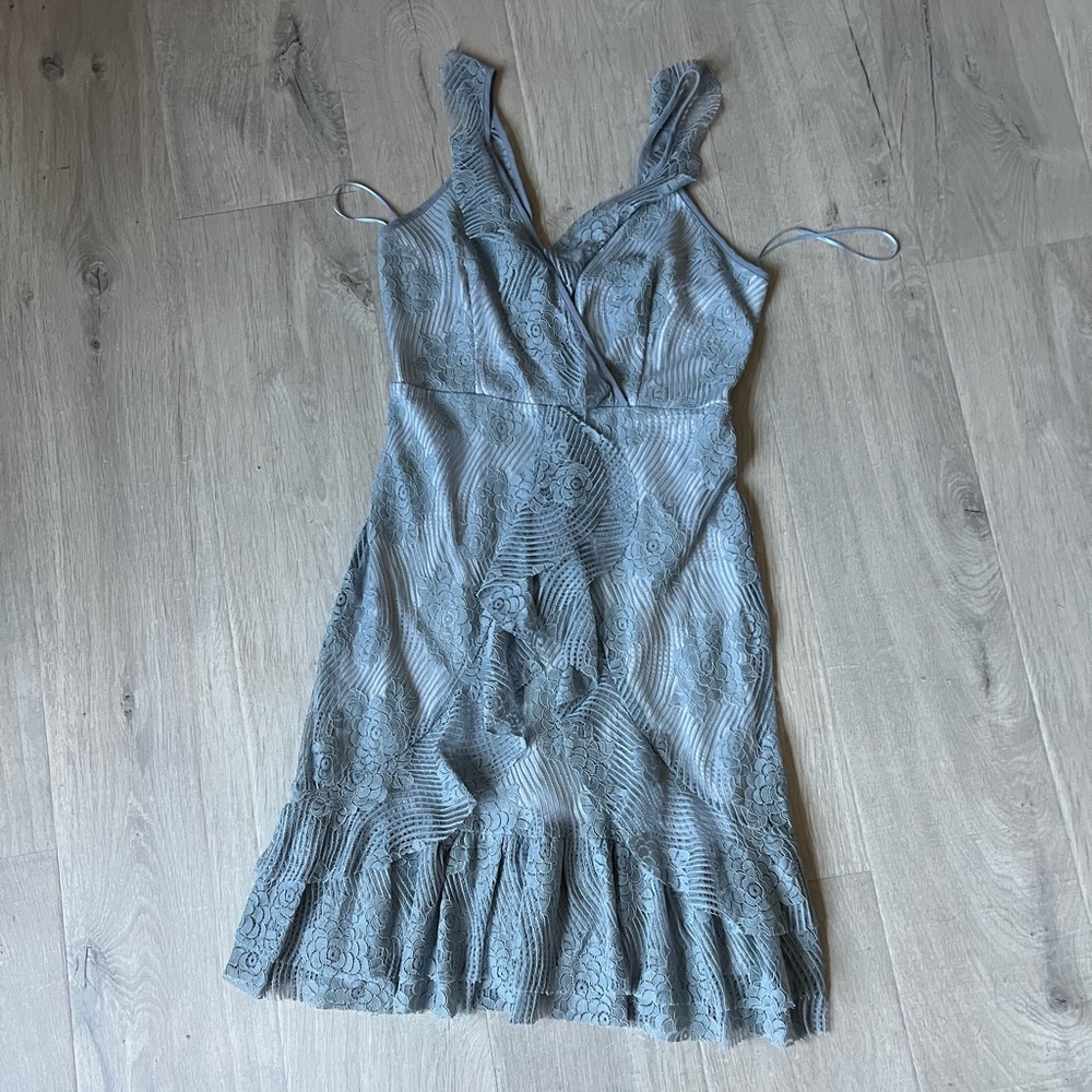 Ethereal dusty blue gray lace sleeveless dress size medium NWT